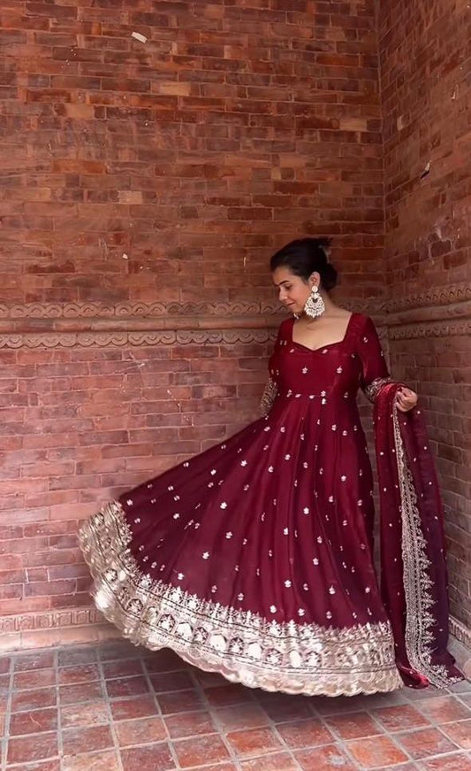 Yara Anarkali Maroon