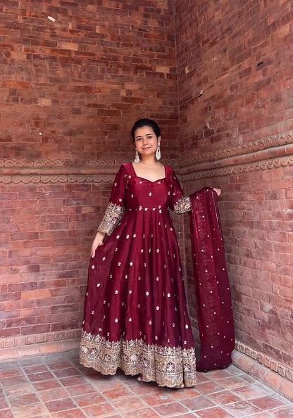 Yara Anarkali Maroon