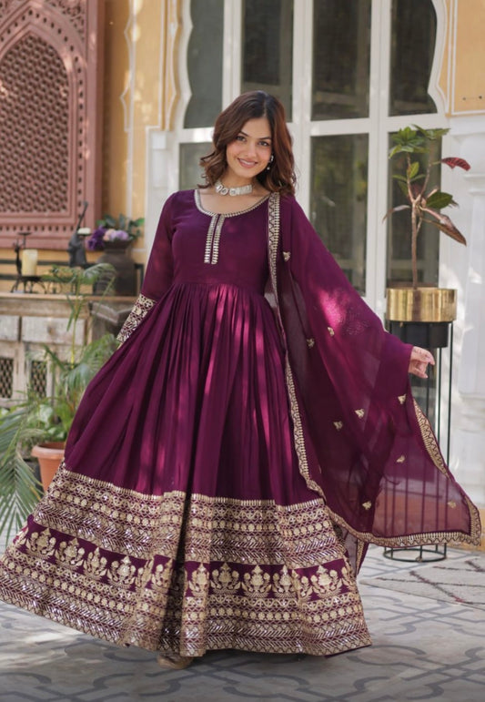 Mira Anarkali Purple