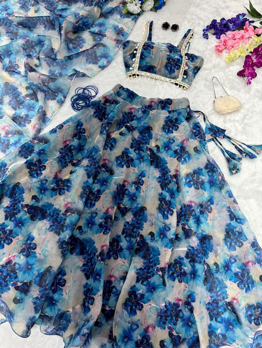 Mansika Fully Stitched Lehenga Blue