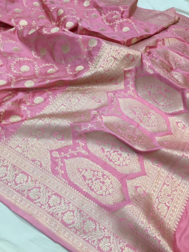 Banarasi Semi Silk Saree Rose
