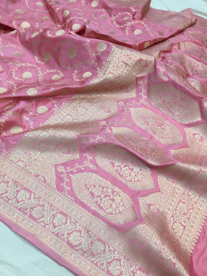 Banarasi Semi Silk Saree Rose