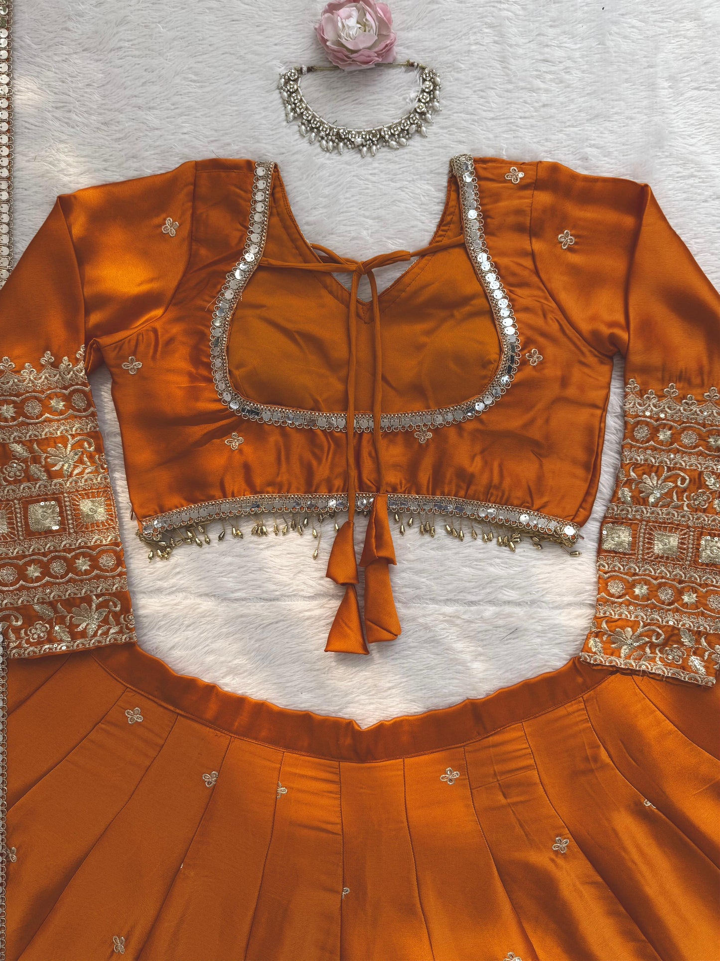 Lisha Unstitched Lehenga Orange