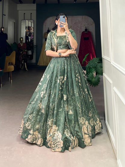 Inaya Fully Stitched Lehenga Green