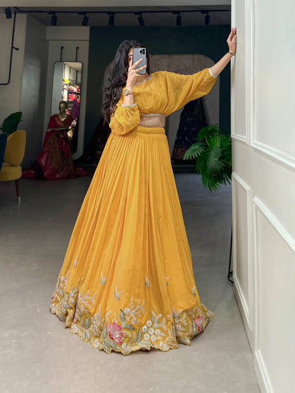 Anju Fully Stitched Lehenga Yellow