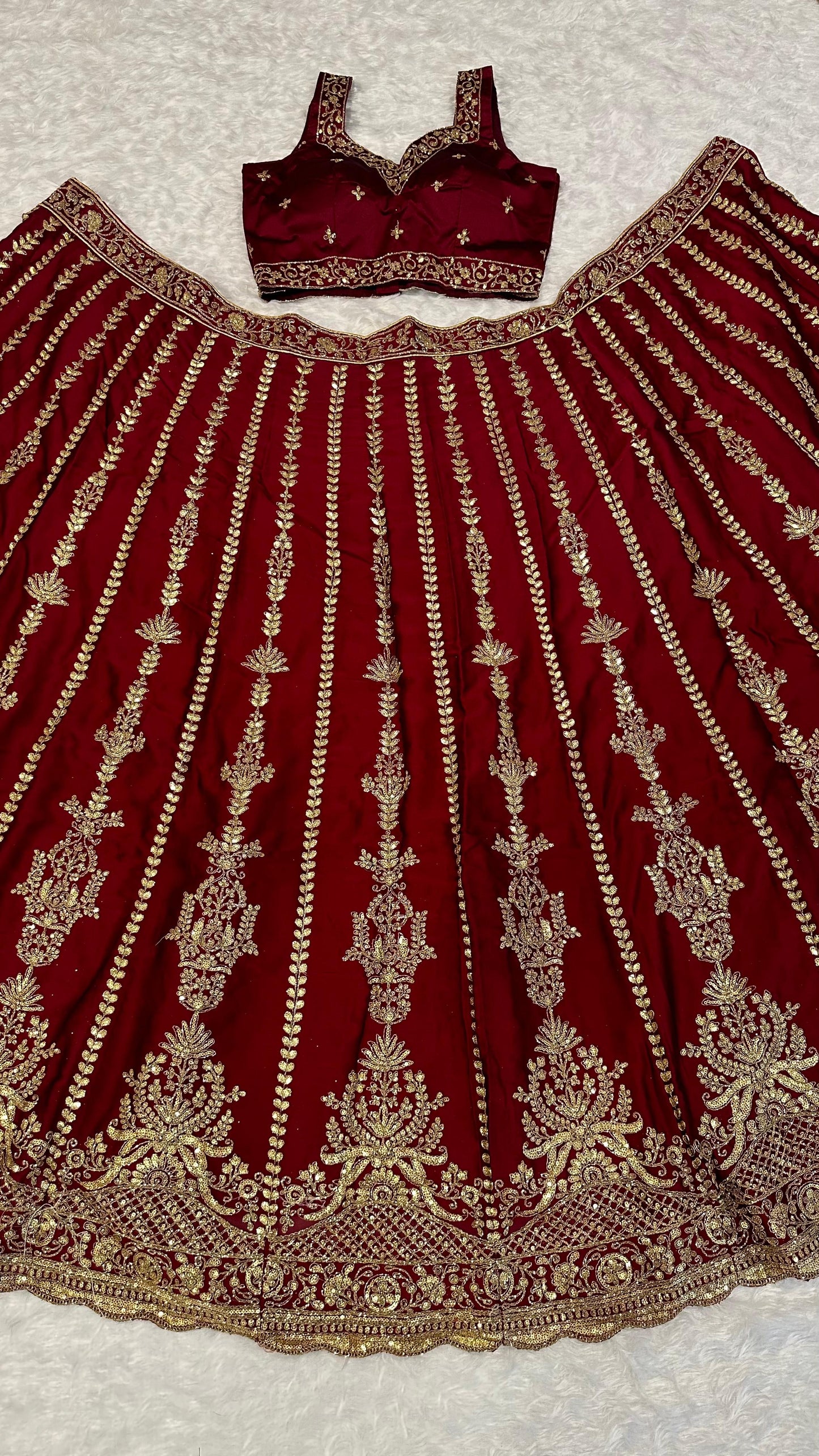 Annett Unstitched Lehenga Bordeaux