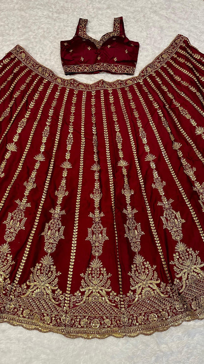 Annett Unstitched Lehenga Bordeaux