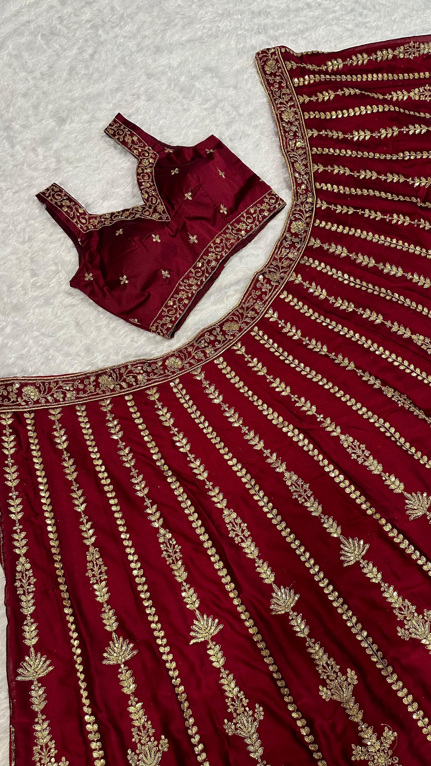 Annett Unstitched Lehenga Bordeaux