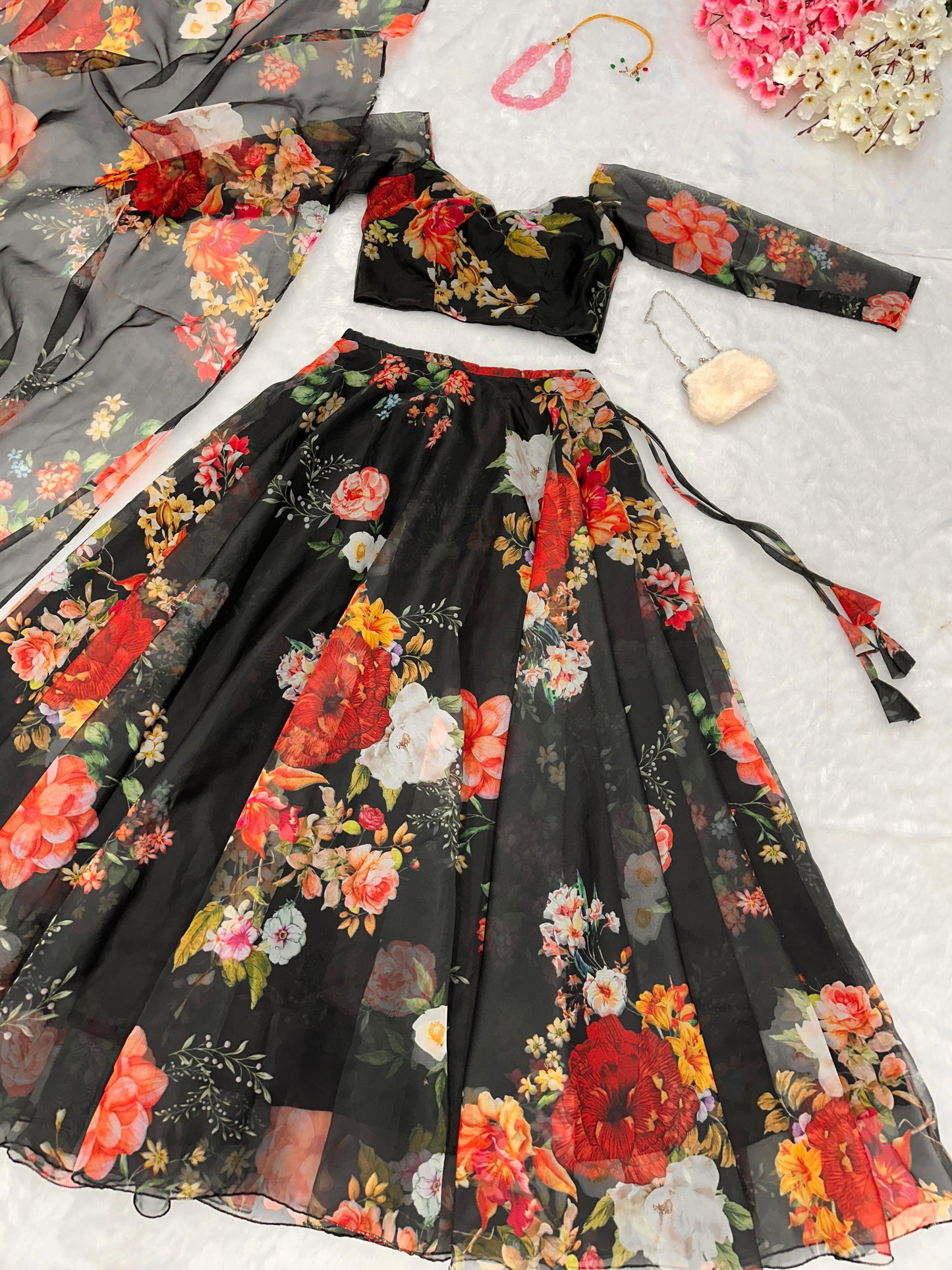 Shivani Fully Stitched Lehenga Black