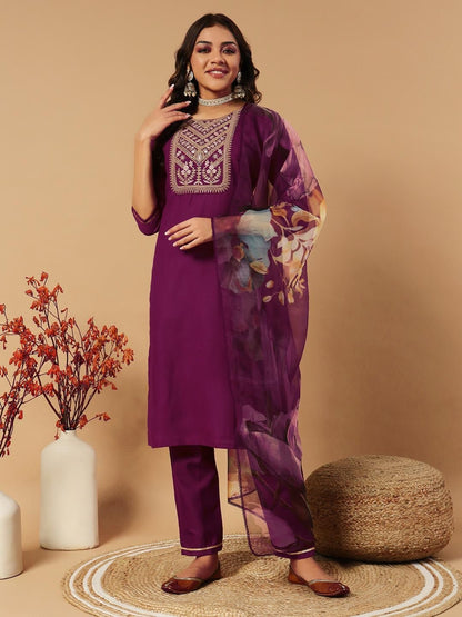Divyam Kurti Set Purple
