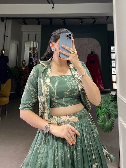 Inaya Fully Stitched Lehenga Green