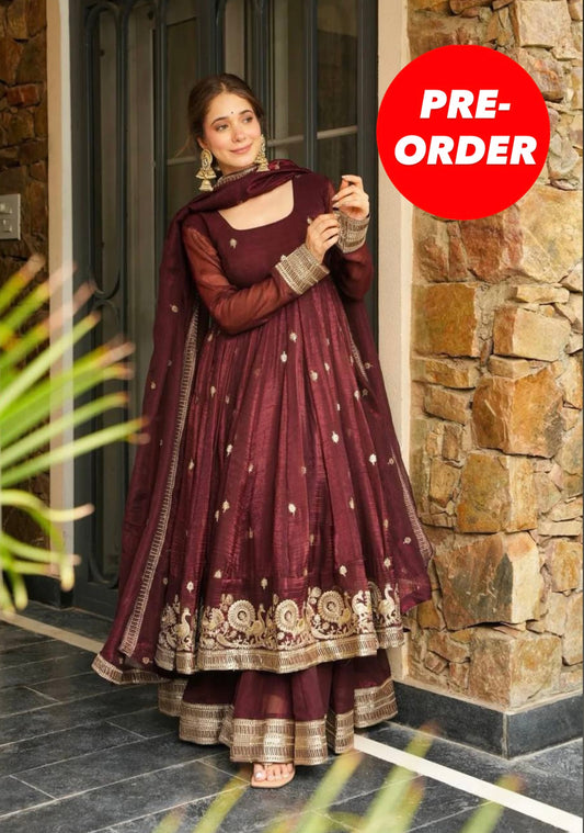 Diya Anarkali Bordeaux