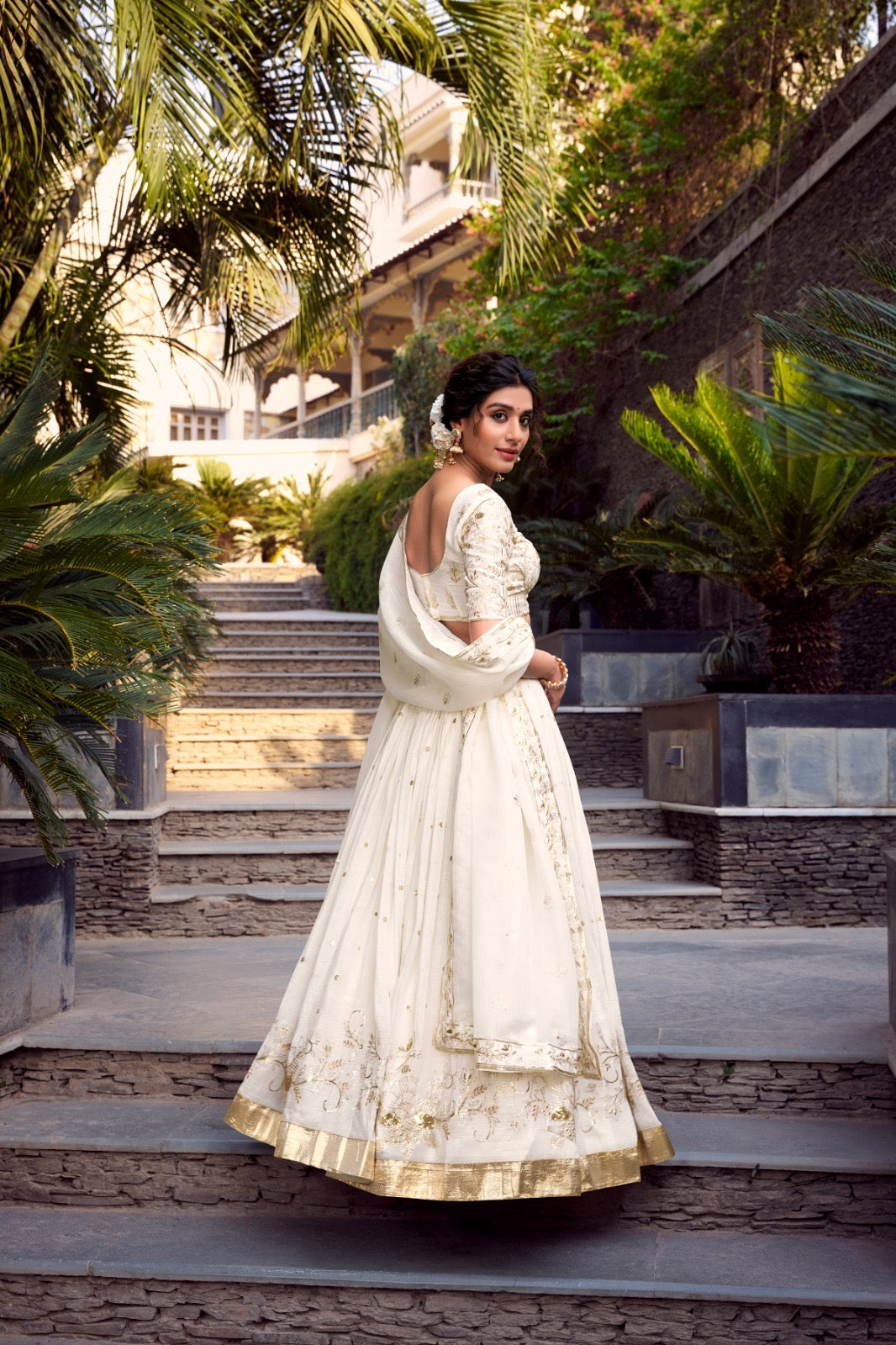 Ranjani Unstitched Lehenga White