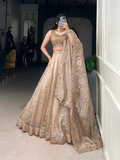 Mughal Unstitched Lehenga Beige
