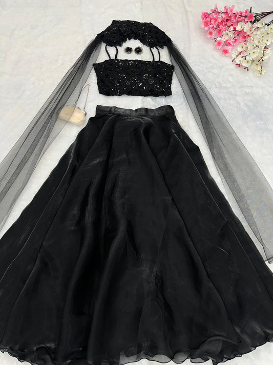 Black Fully Stitched Lehenga