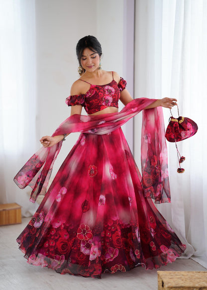 Zohal Fully Stitched Lehenga Rose