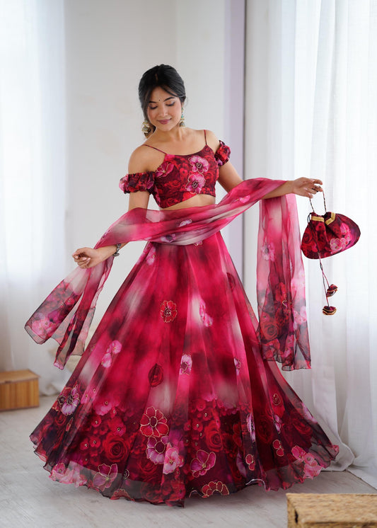 Zohal Fully Stitched Lehenga Rose