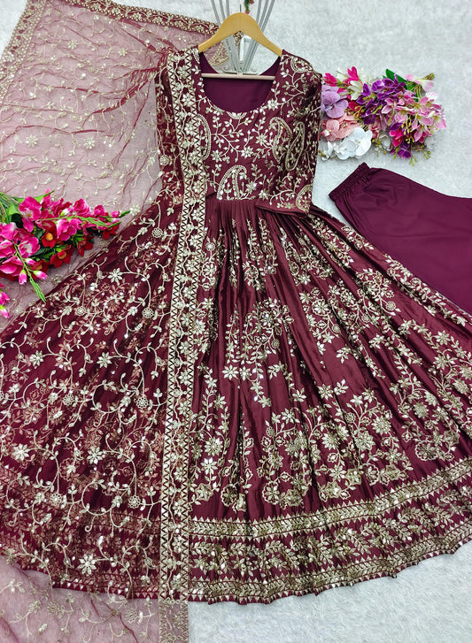 Navya Anarkali Bordeaux