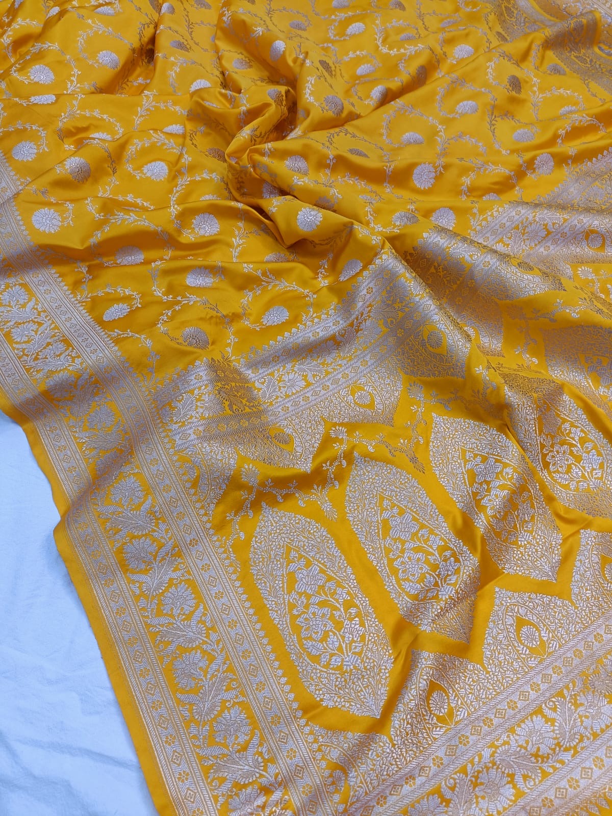 Banarasi Semi Silk Saree Yellow