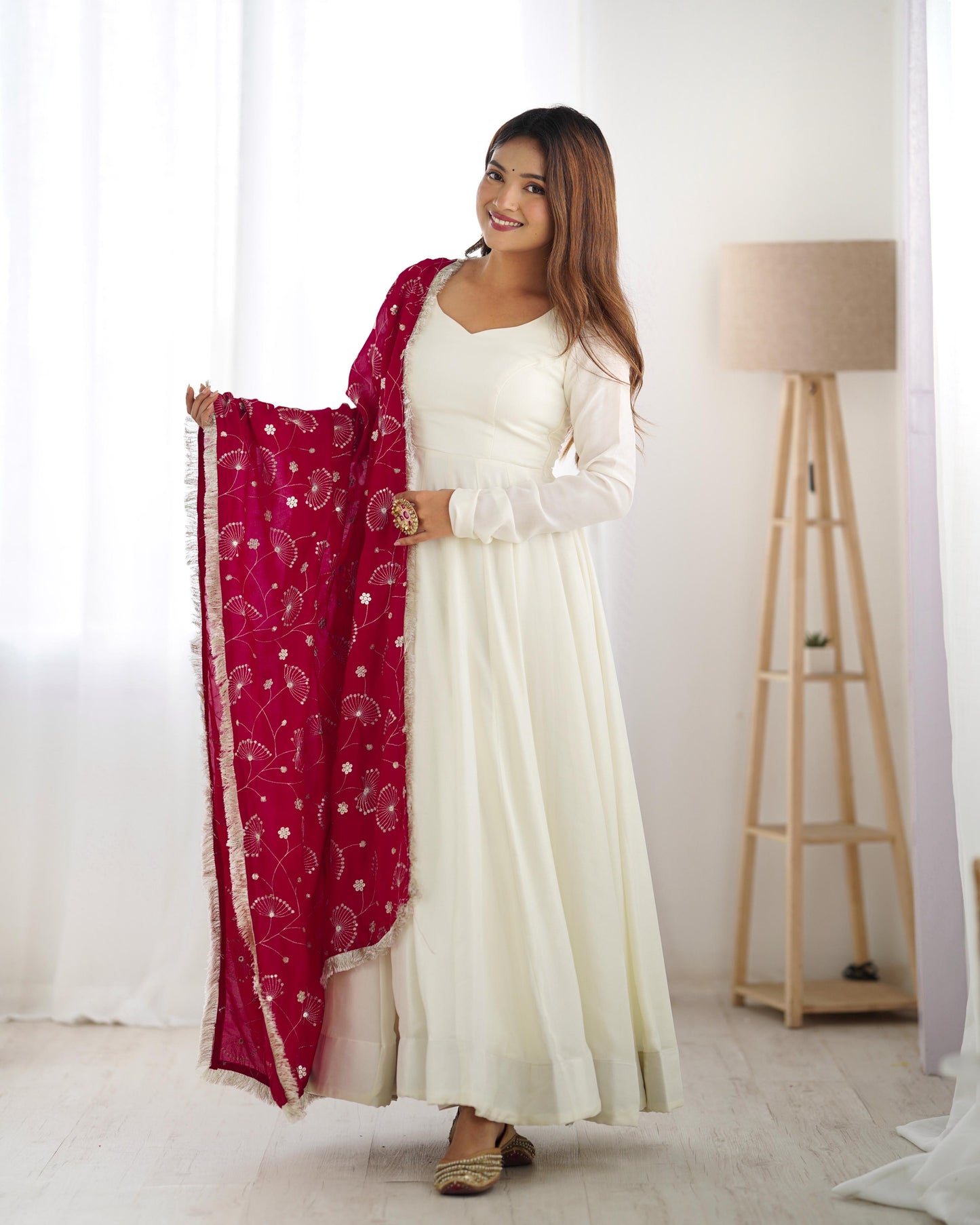 White Anarkali