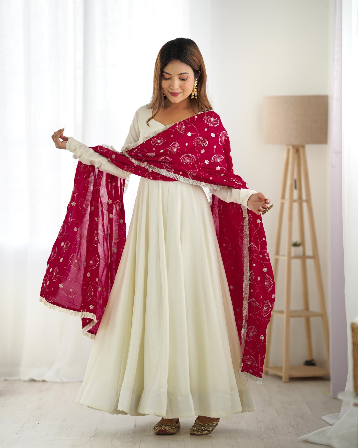 White Anarkali