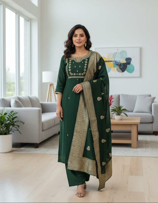 Zoya Kurti Set Green