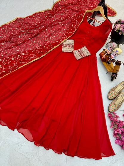 Bindu Anarkali Red