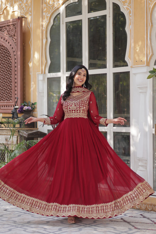 Aviya Anarkali Red