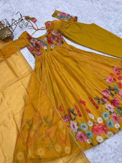 Yellow Floral Anarkali