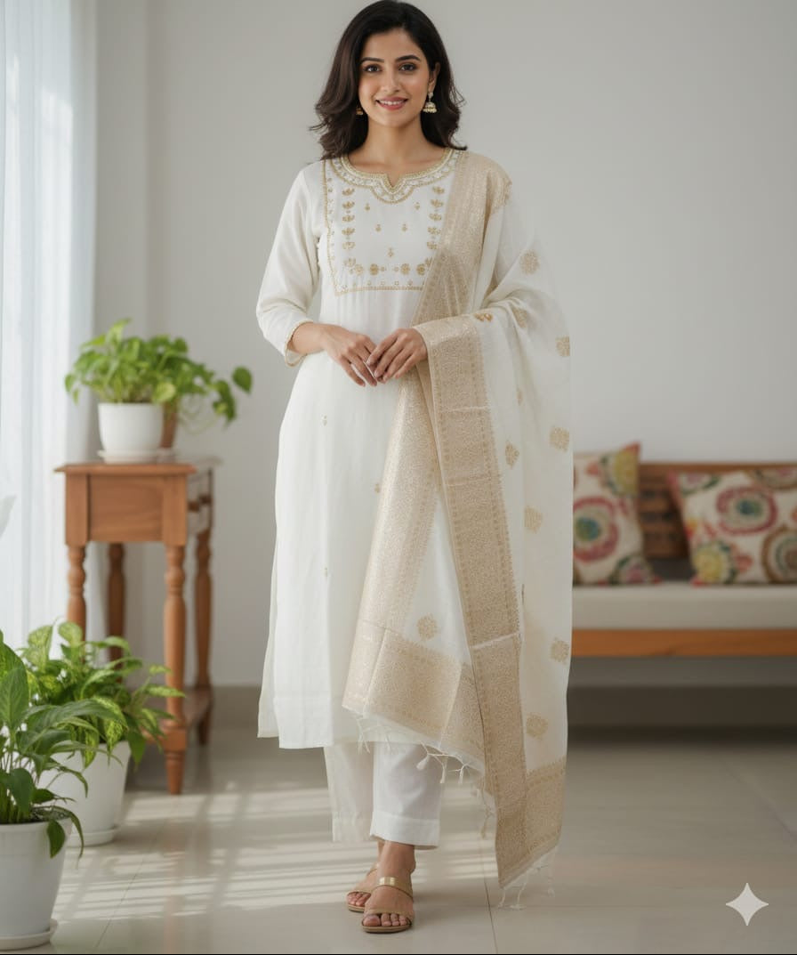 Zoya Kurti Set White