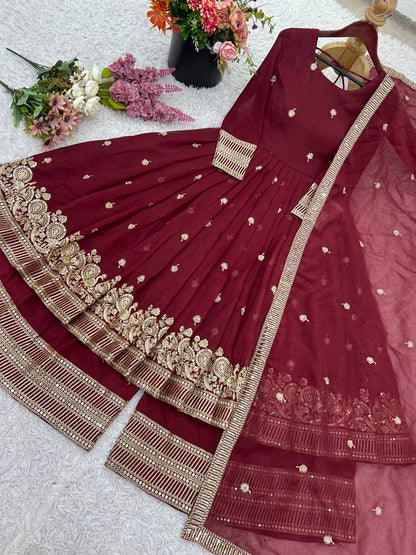 Diya Anarkali Bordeaux