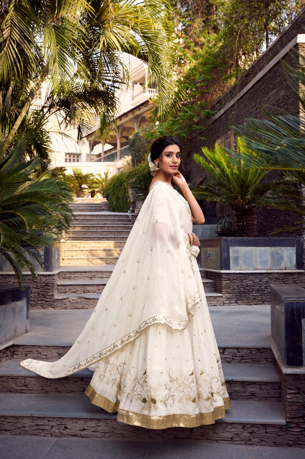 Ranjani Unstitched Lehenga White