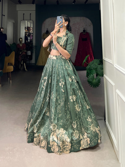 Inaya Fully Stitched Lehenga Green
