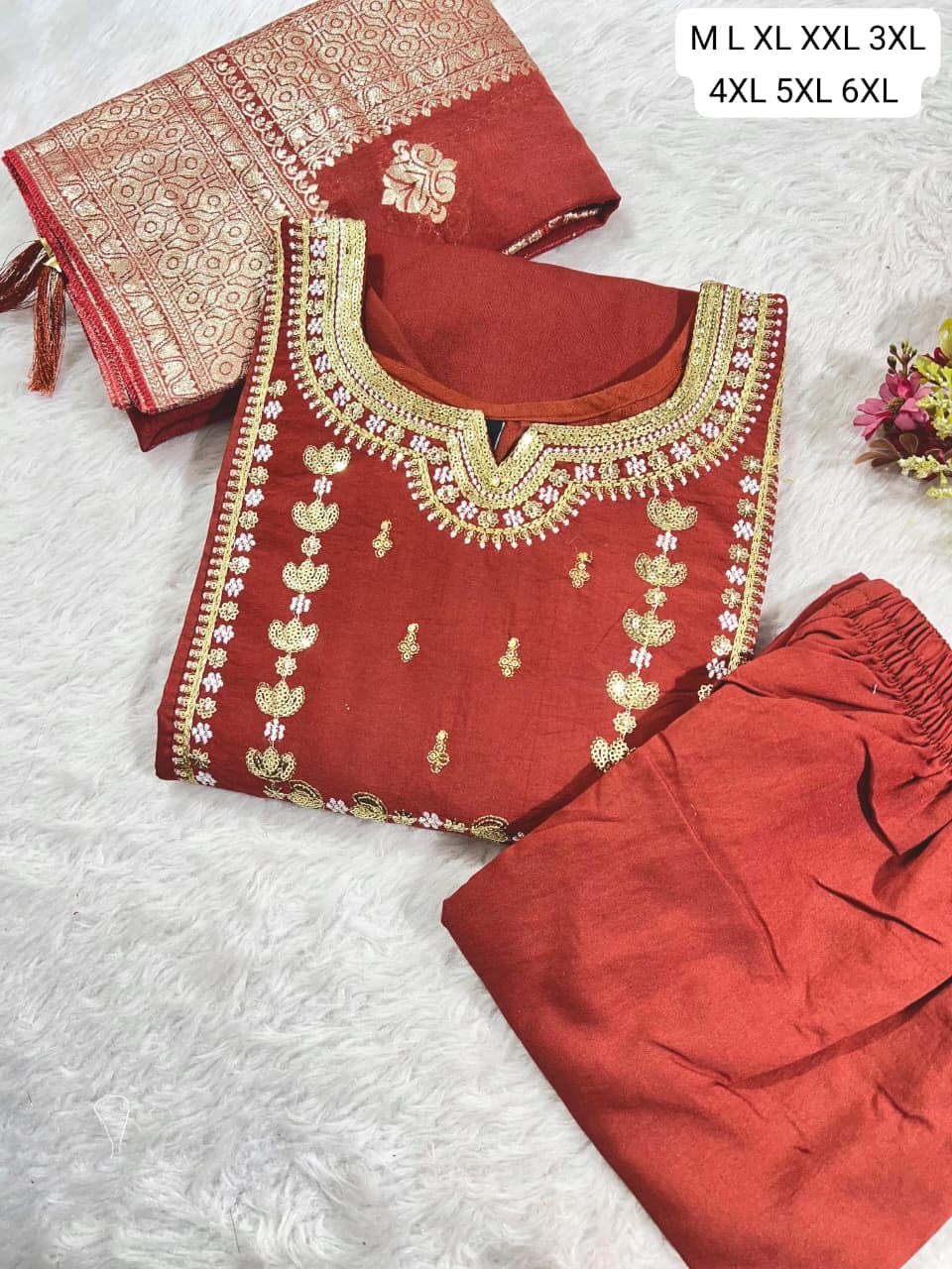 Zoya Kurti Set Burnt Orange
