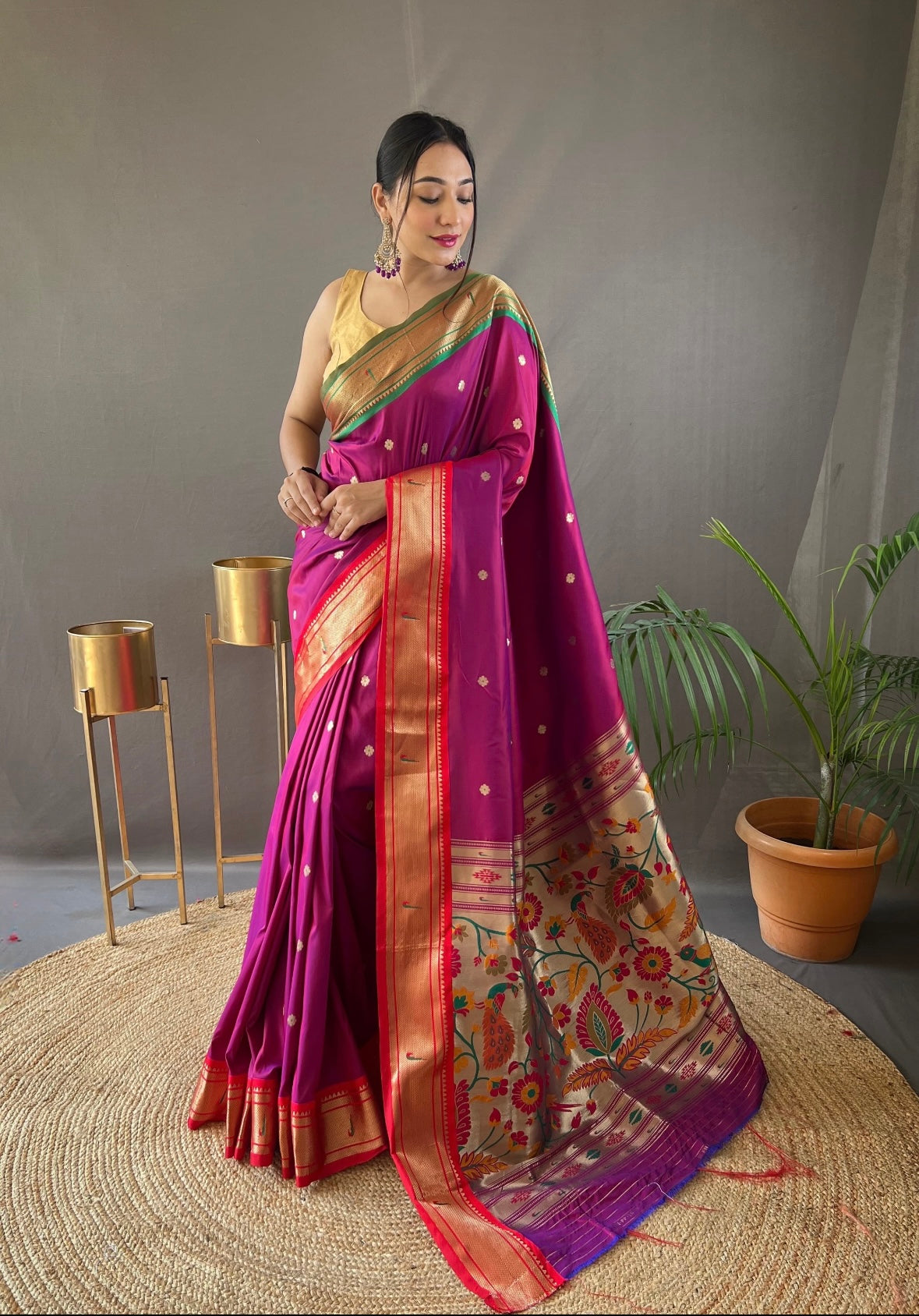 Traditional Ready To Wear Saree Magenta