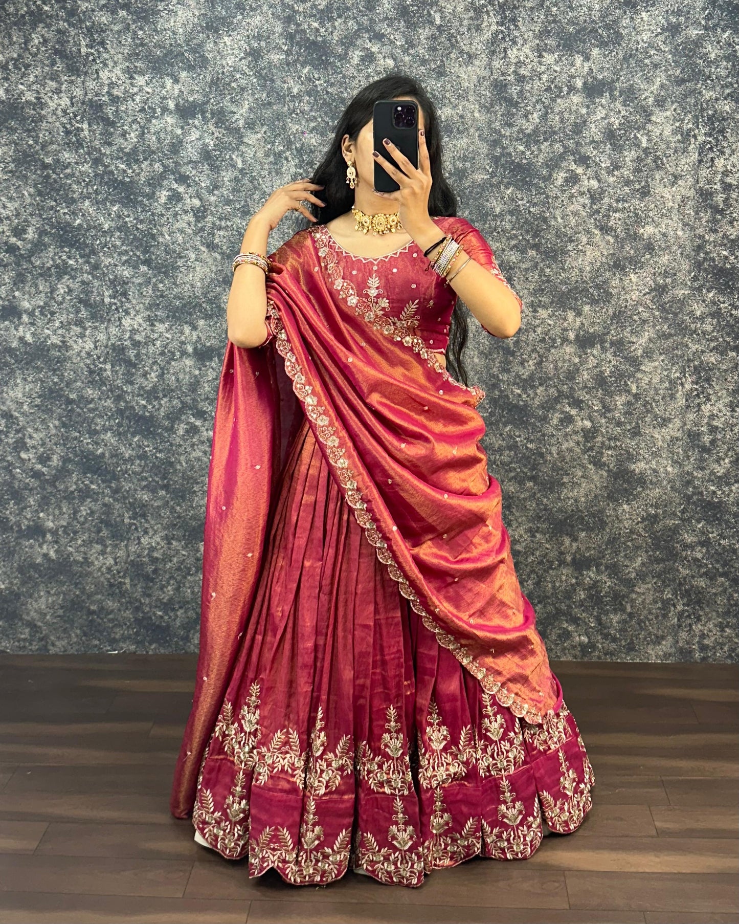 Maya Fully Stitched Lehenga Peach