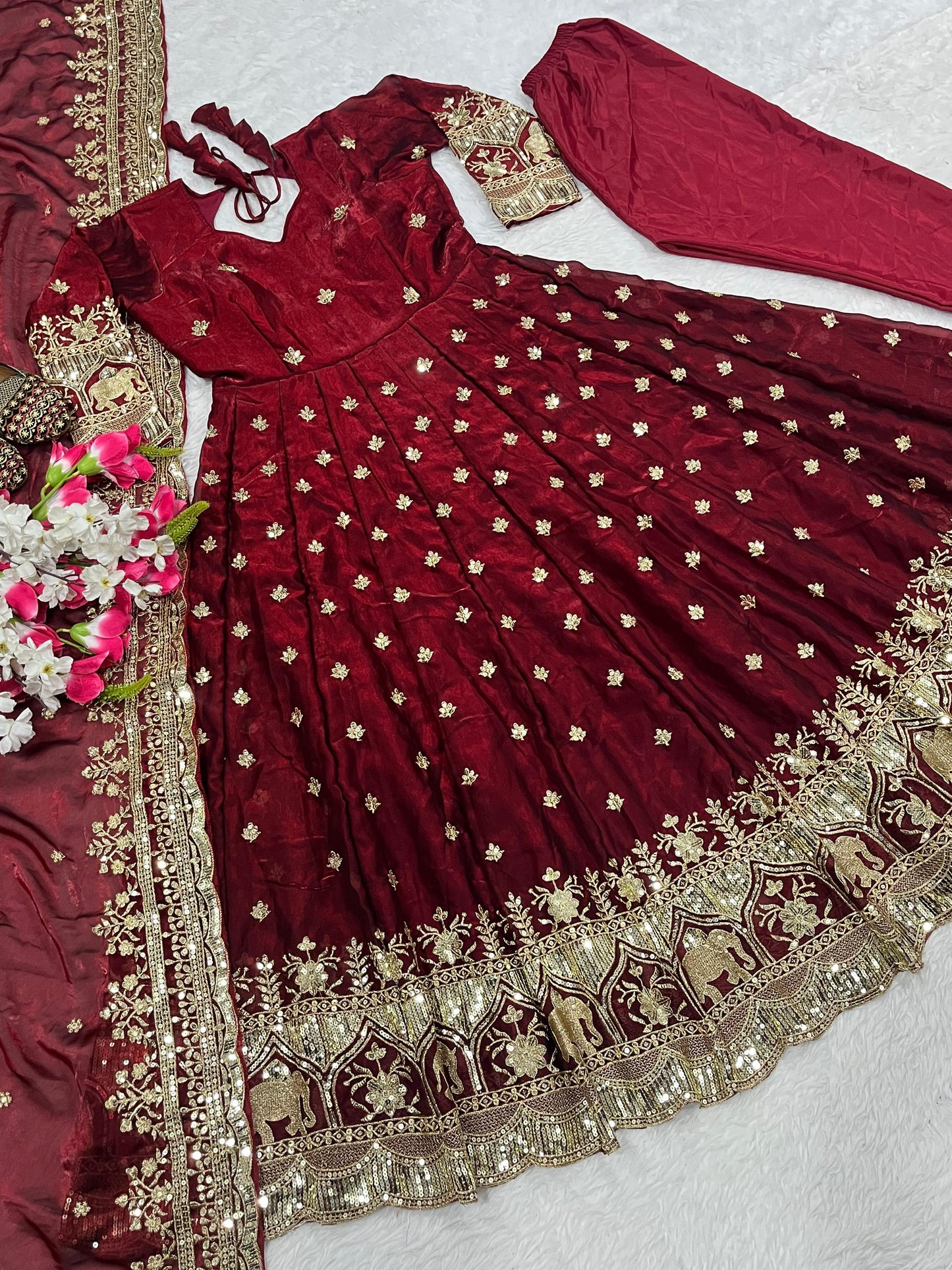 Yara Anarkali Maroon