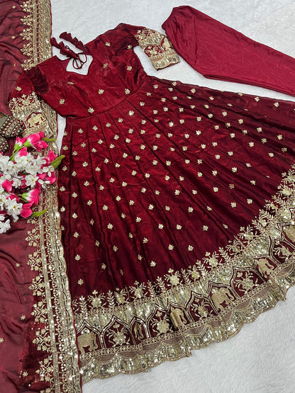 Yara Anarkali Maroon