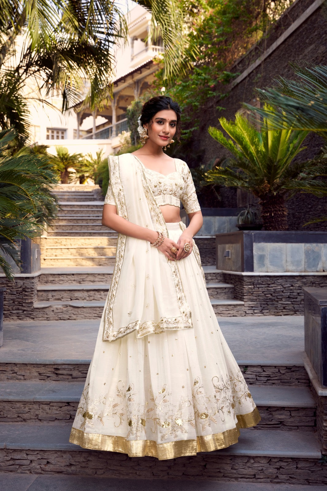 Ranjani Unstitched Lehenga White