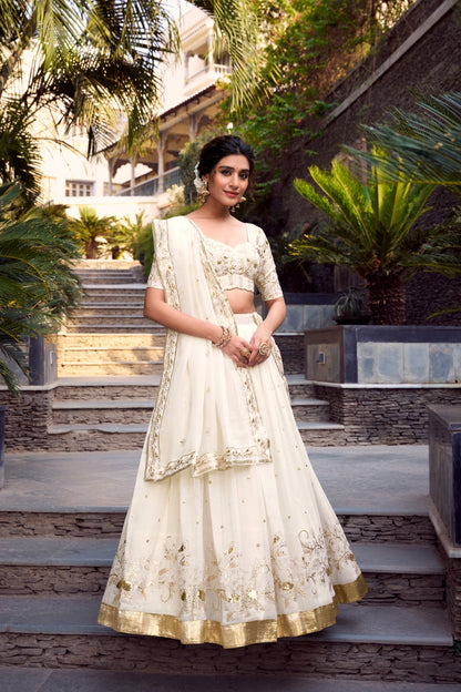 Ranjani Unstitched Lehenga White