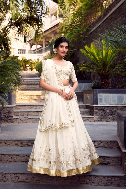 Ranjani Unstitched Lehenga White