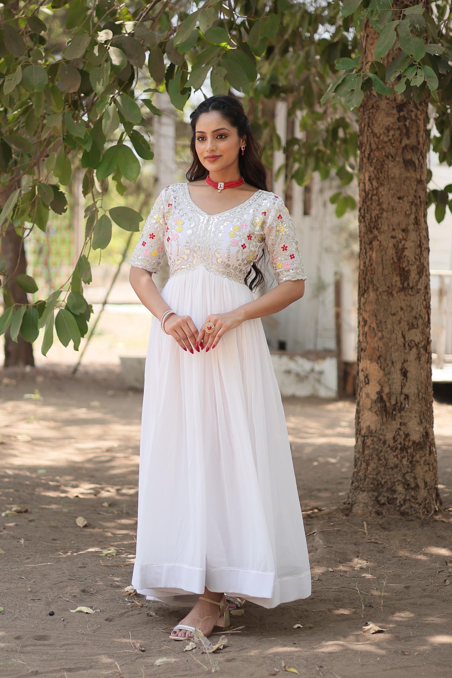 Nisa Anarkali White