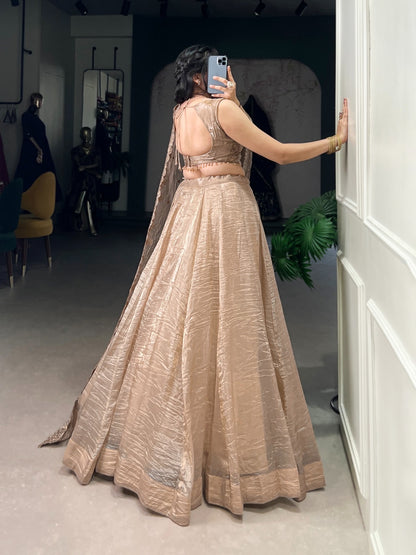 Mughal Unstitched Lehenga Beige
