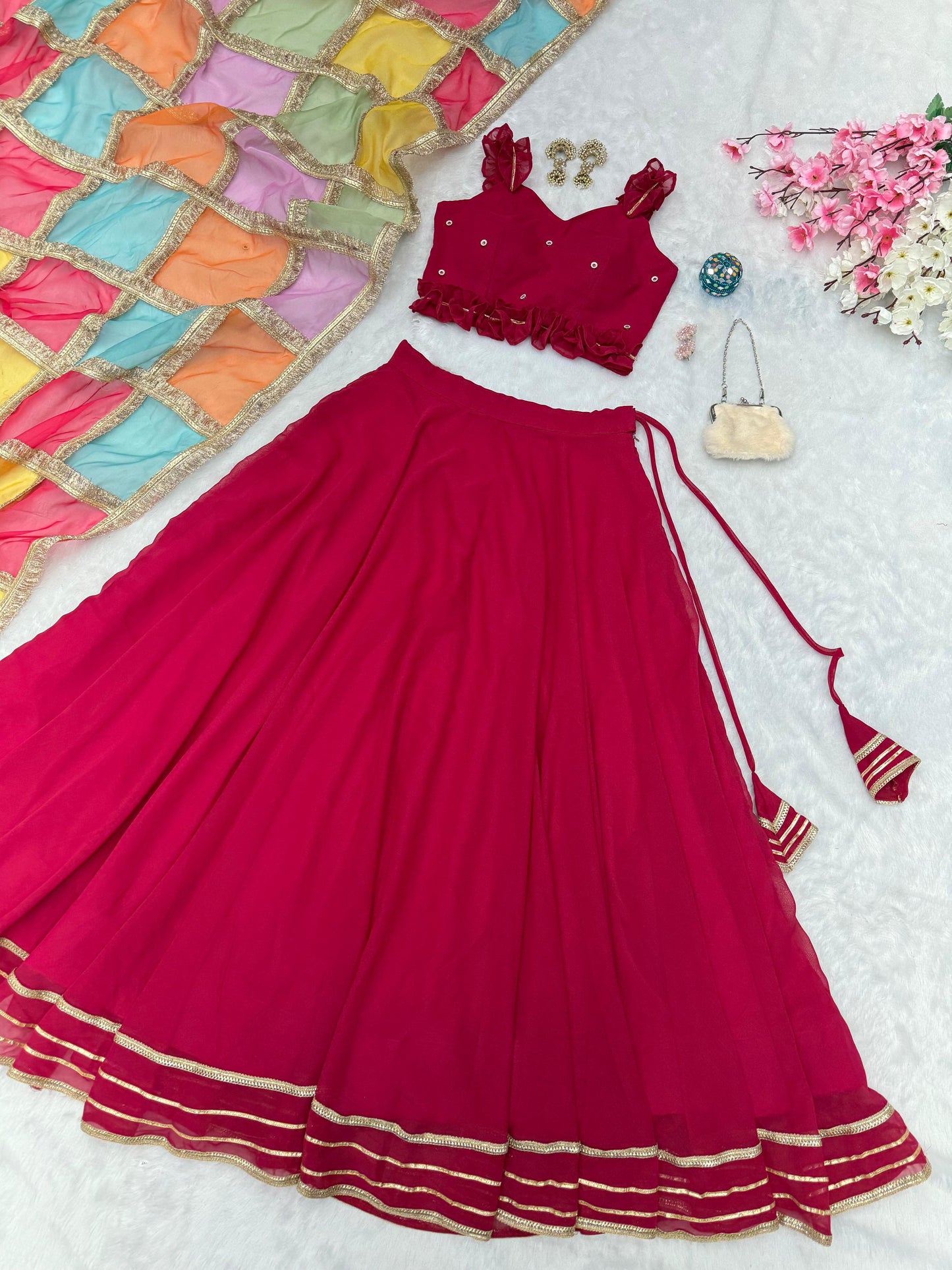 Shaida Fully Stitched Lehenga Rose