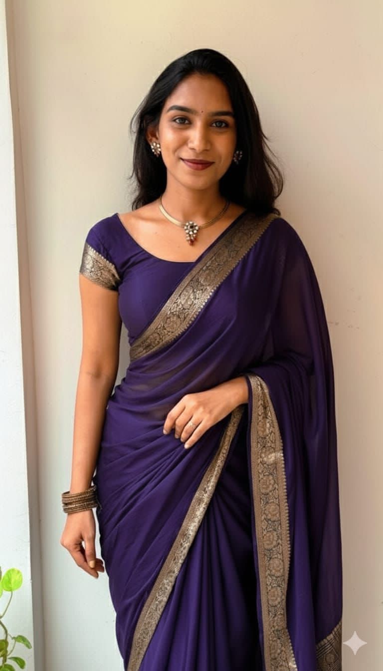 Gemini Party Saree Violet