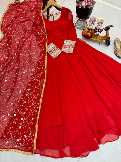 Bindu Anarkali Red
