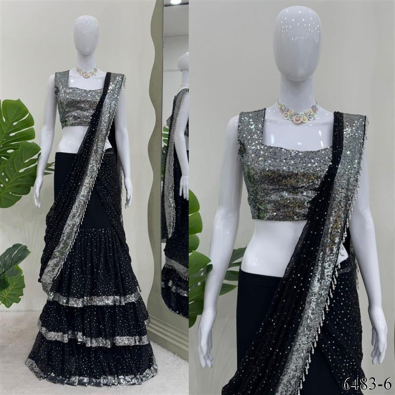 Lehenga Saree Black