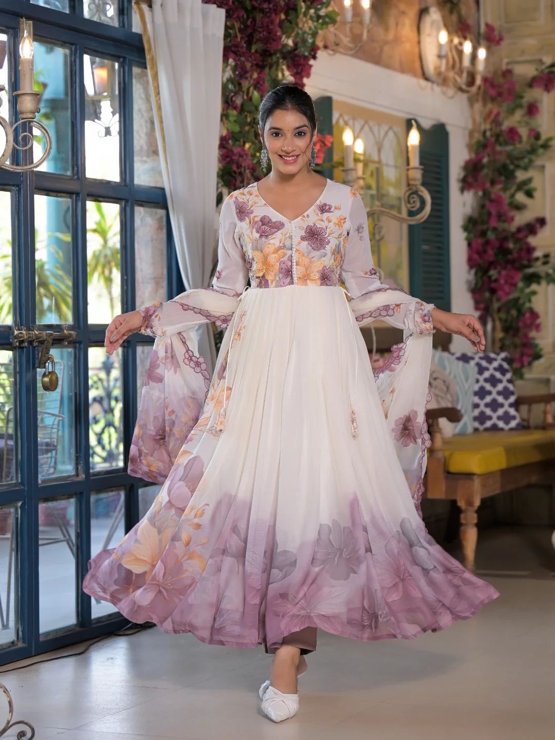 Nisma Anarkali White