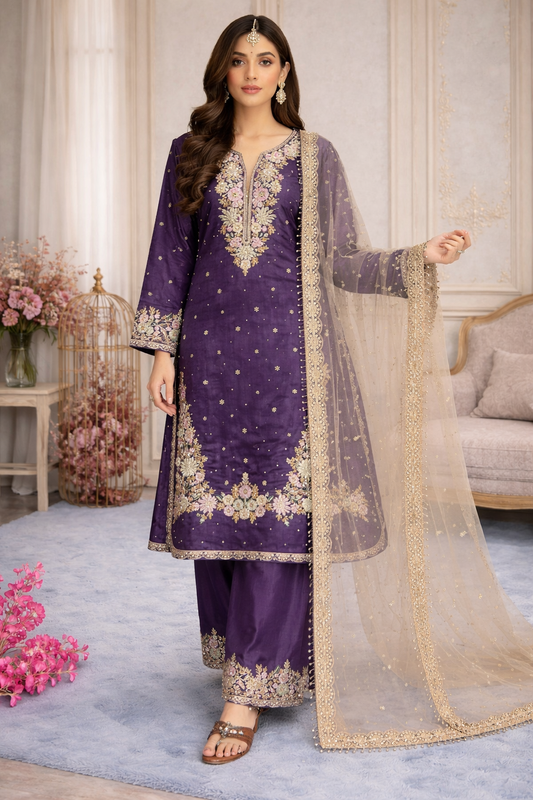Jashn Sharara Purple