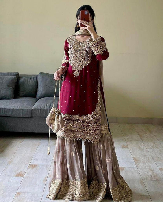 Azaan Gharara/Sharara Red